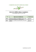 Liste délibérations conseil 5 juin 2026